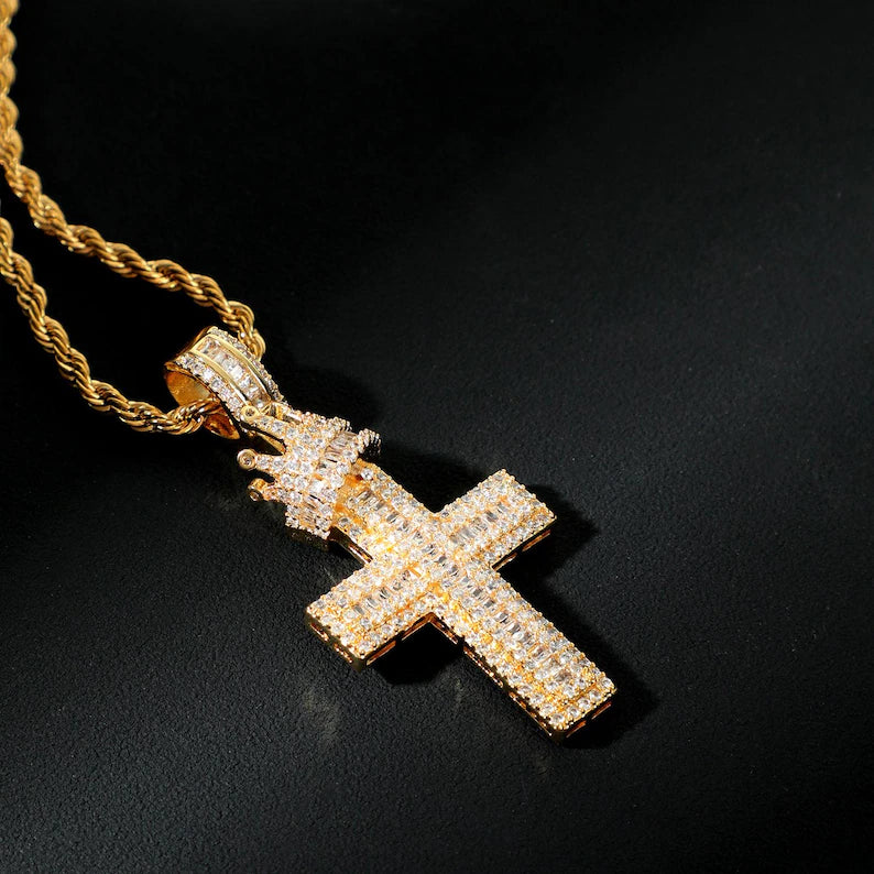 Royal Cross Iced Out Silver Men Pendant
