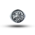 African Lion Head 925 Sterling Silver Signet Ring