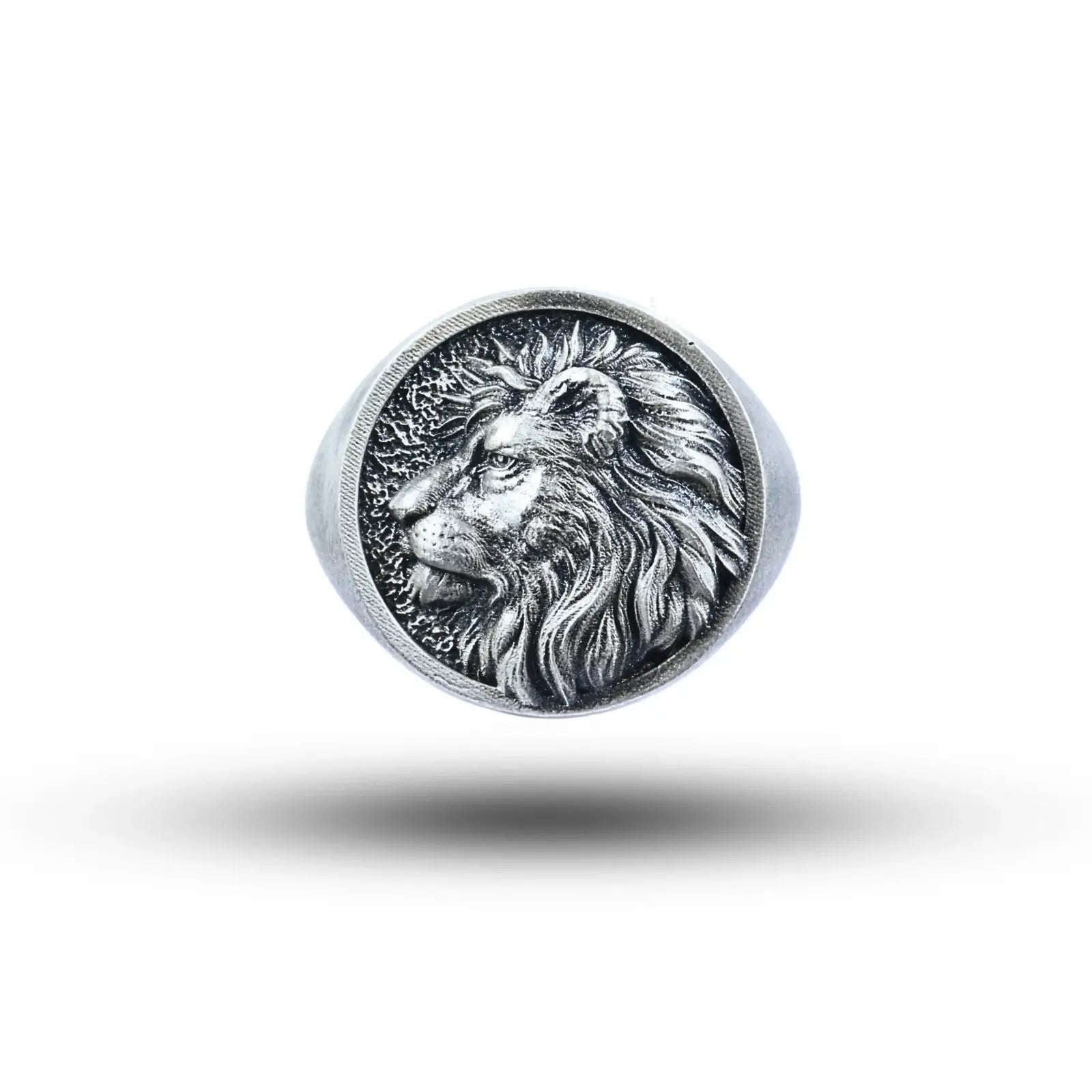 African Lion Head 925 Sterling Silver Signet Ring