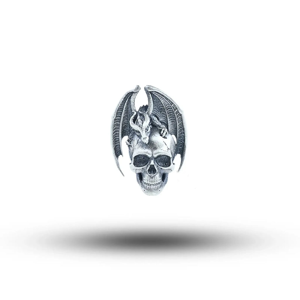 Dragon Wings Skull 925 Sterling Silver Pendant