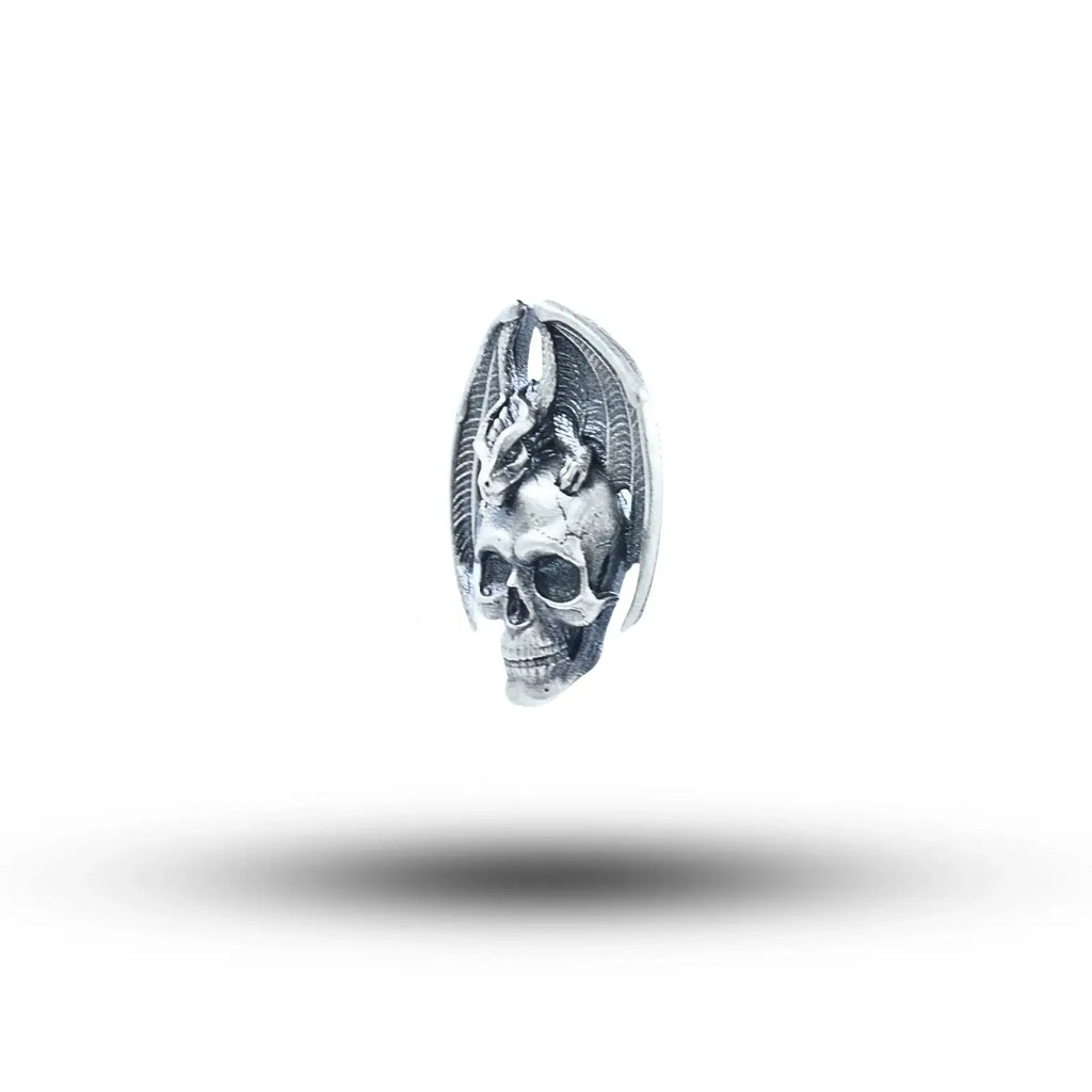 Dragon Wings Skull 925 Sterling Silver Pendant02