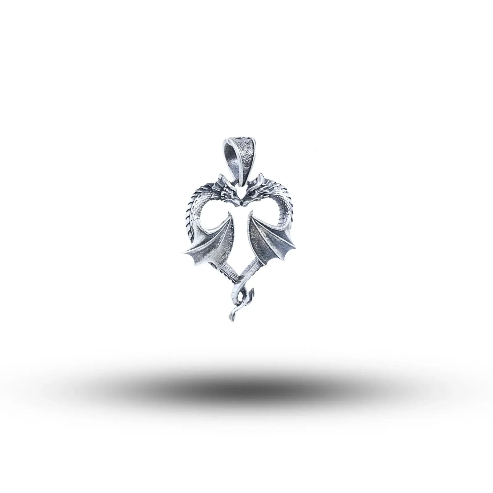 Dragons Creature Animal Love Heart 925 Sterling Silver Pendant 01