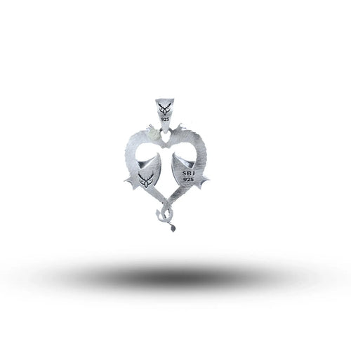 Dragons Creature Animal Love Heart 925 Sterling Silver Pendant 03