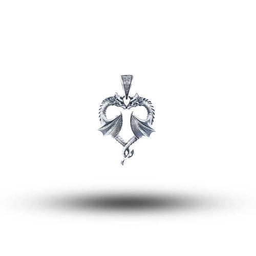Dragons Creature Animal Love Heart 925 Sterling Silver Pendant