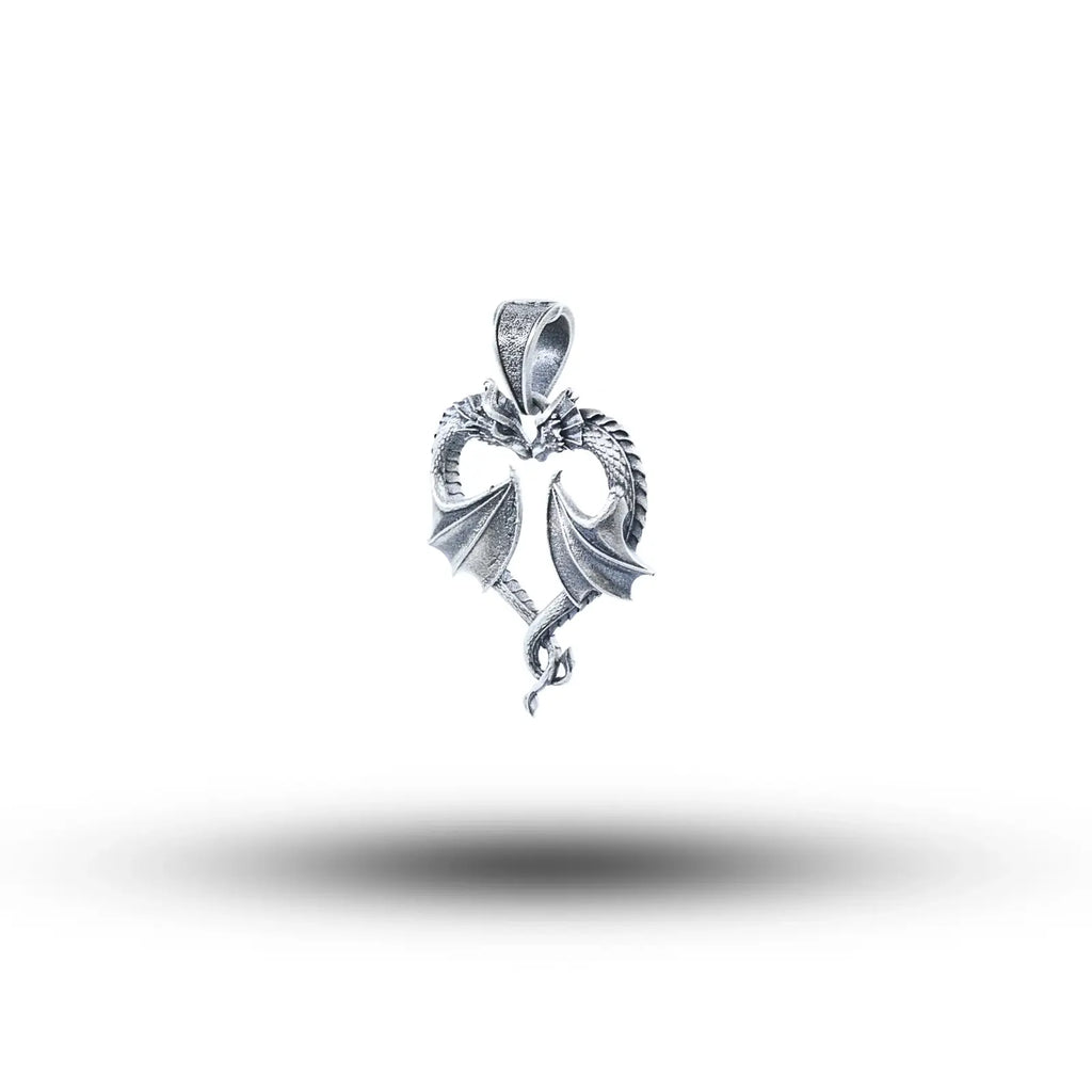 Dragons Creature Animal Love Heart 925 Sterling Silver Pendant02