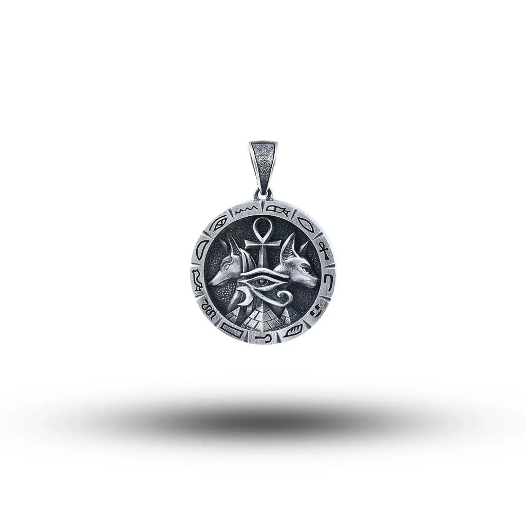 Egyptian Twin Anubis 925 Sterling Silver Pendant