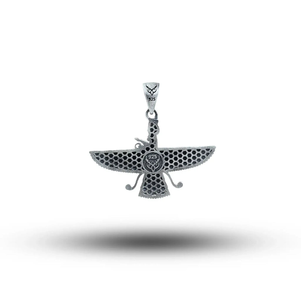 Faravahar 2D Parsi Zorostrian 925 Sterling Silver Pendant 04_11zon