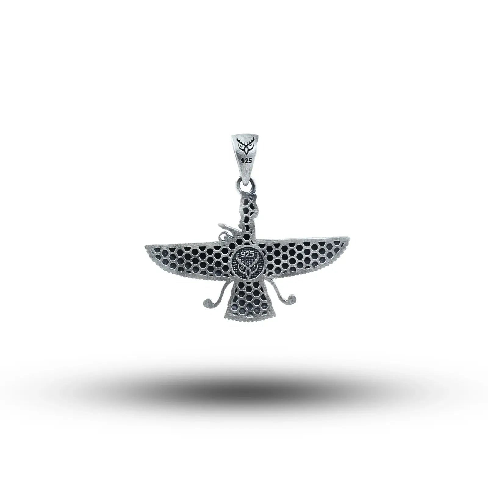 Faravahar 2D Parsi Zorostrian 925 Sterling Silver Pendant 04_11zon