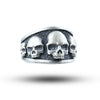Five Skull 925 Sterling Silver Ring