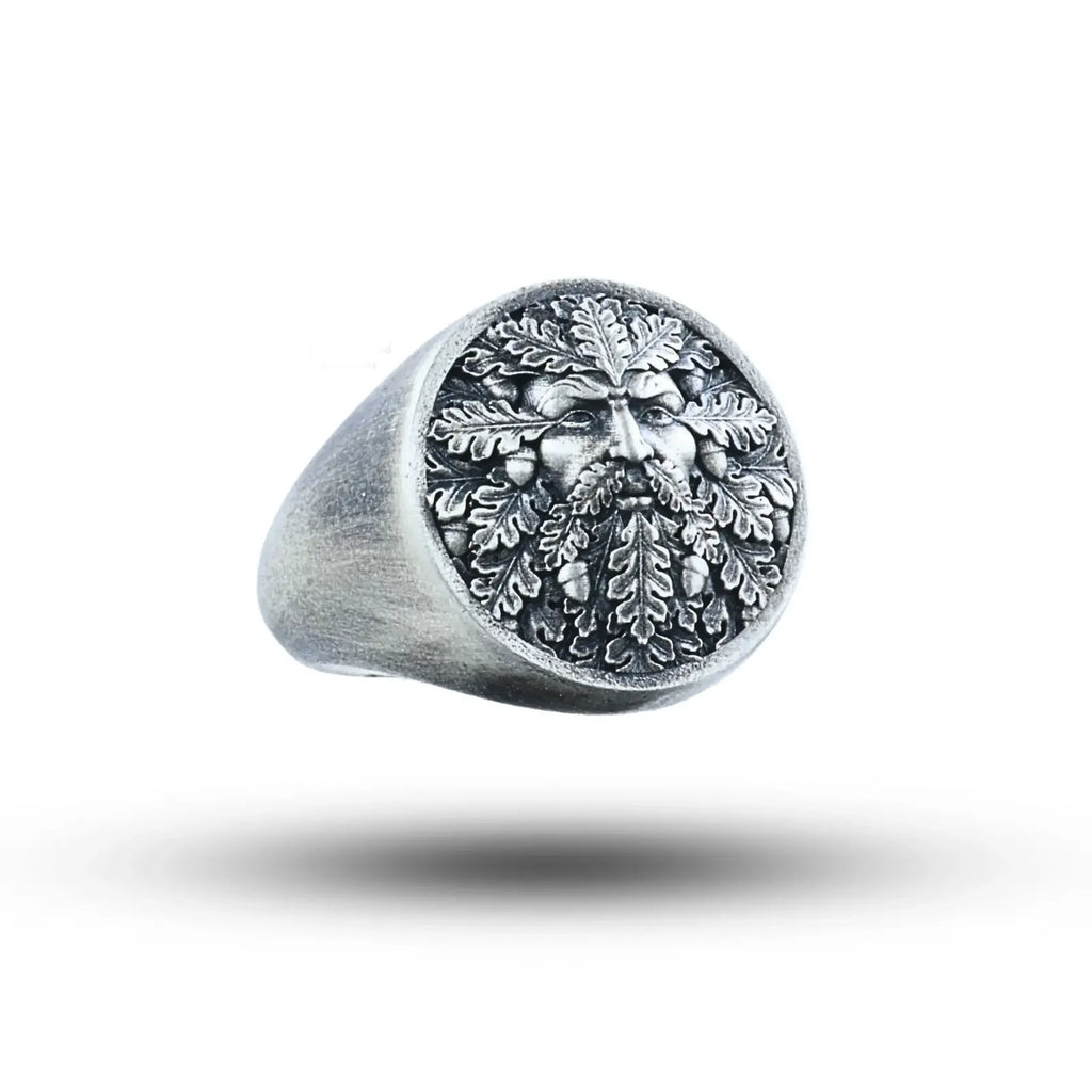 Green Man 925 Sterling Silver Statement Ring