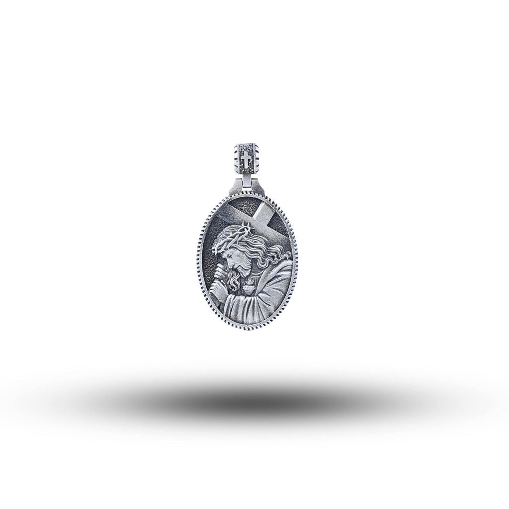 Jesus Carrying The Cross 925 Sterling Silver Pendant