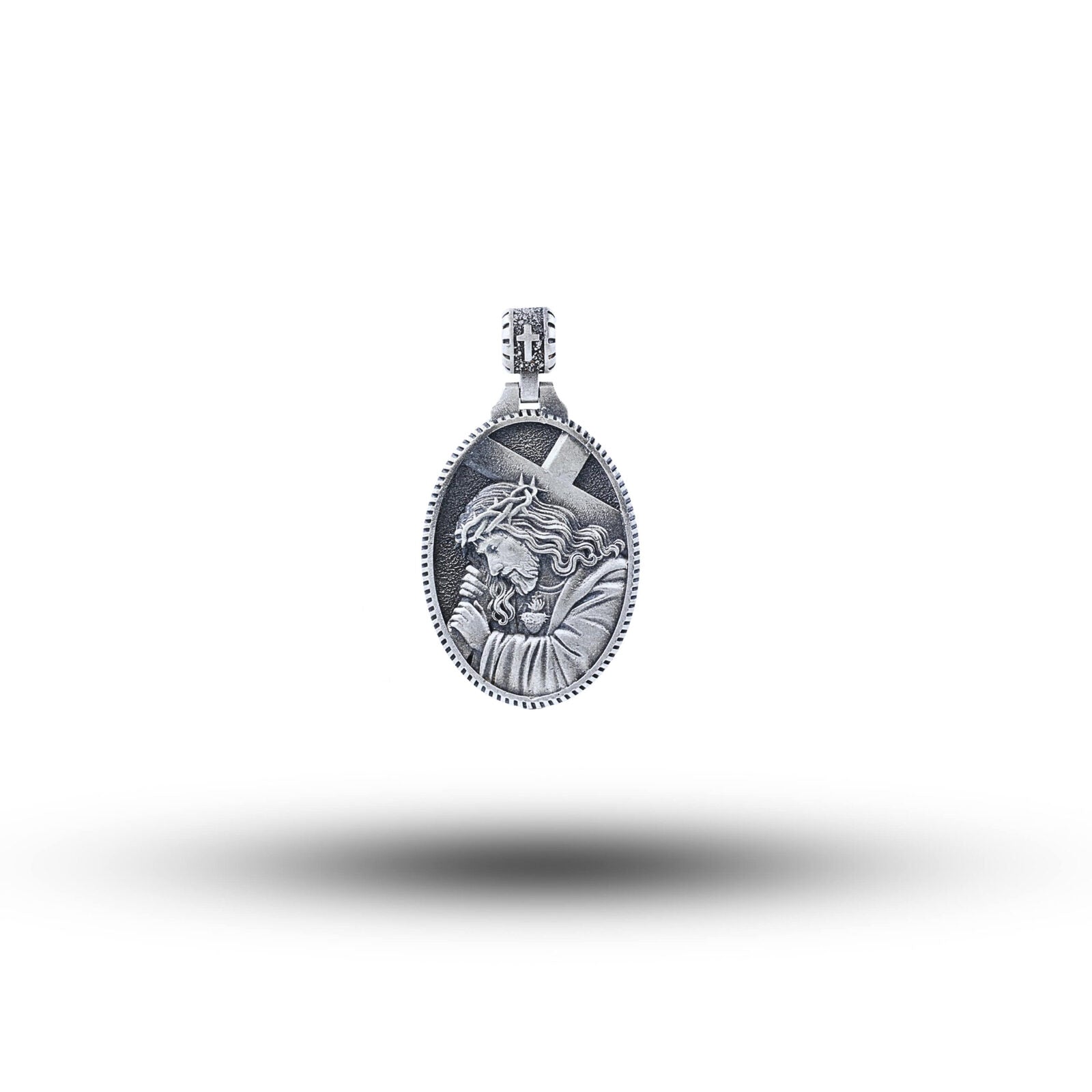 Jesus Carrying The Cross 925 Sterling Silver Pendant