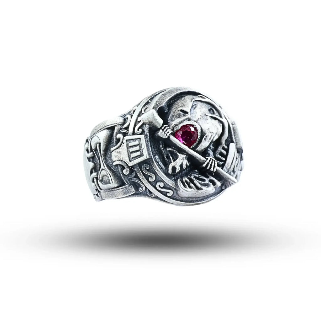 Reckoning Grim Reaper Skull 925 Sterling Silver Ring
