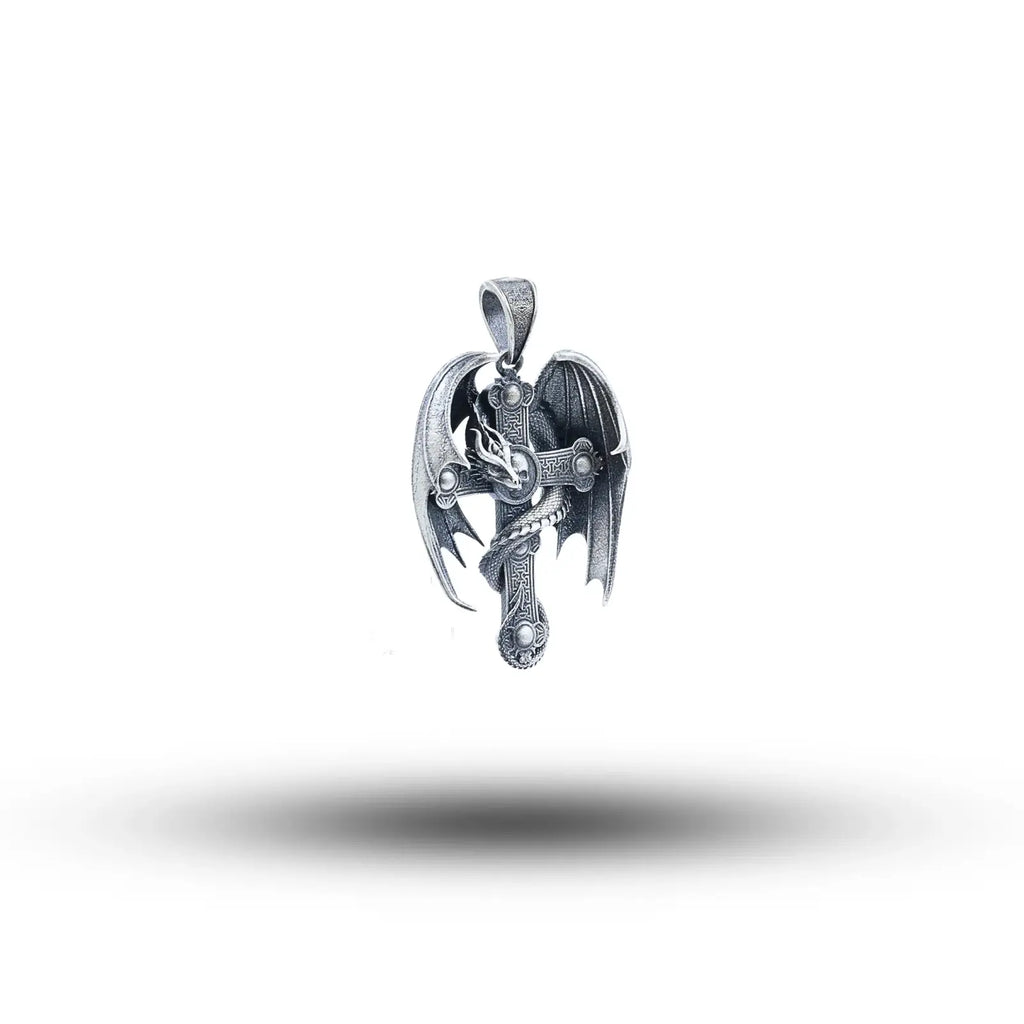 Skull Cross Wings Dragon Animal 925 sterling silver pendant 02