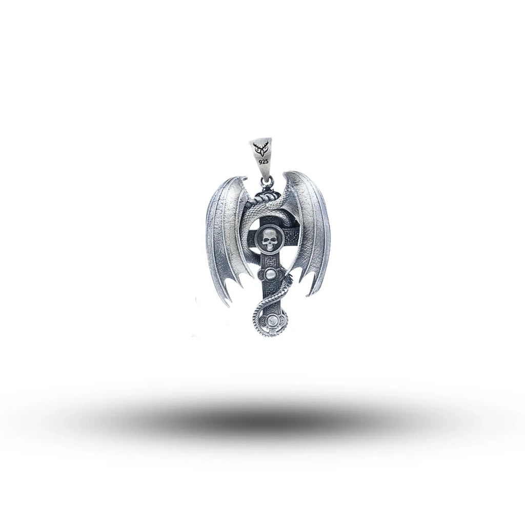 Skull Cross Wings Dragon Animal 925 sterling silver pendant01