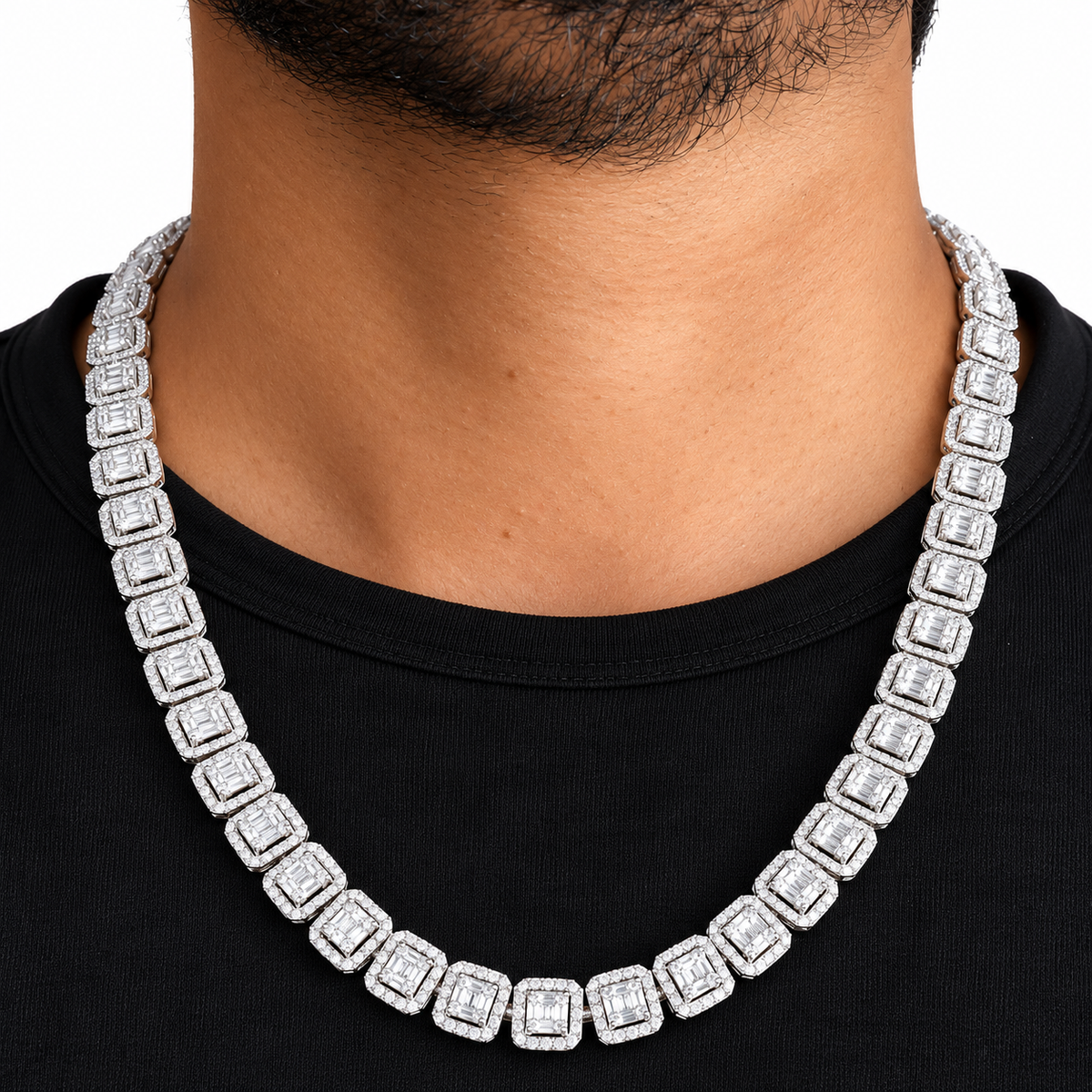 Baguette Cut Diamond Tennis Iced Out Link Chain