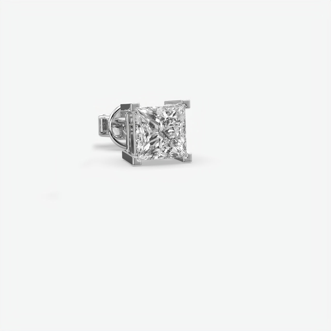 Princess Cut Diamond Sterling Silver Stud Earrings For Men's