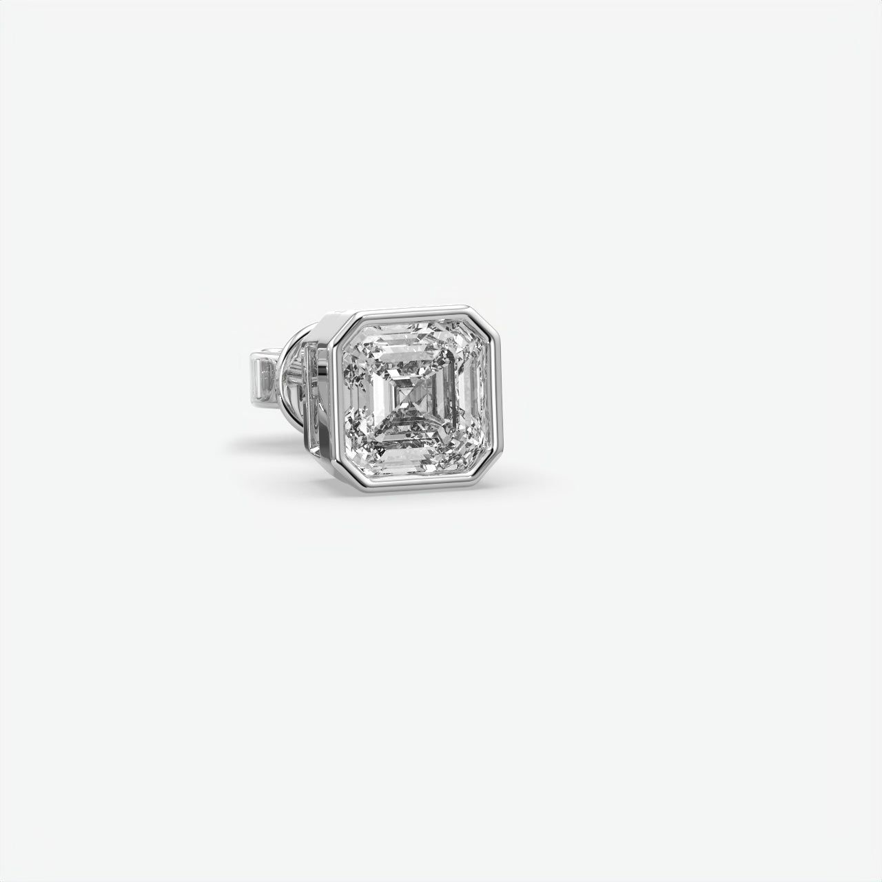 Princess Cut Moissanite Diamond Sterling Silver Men's Stud