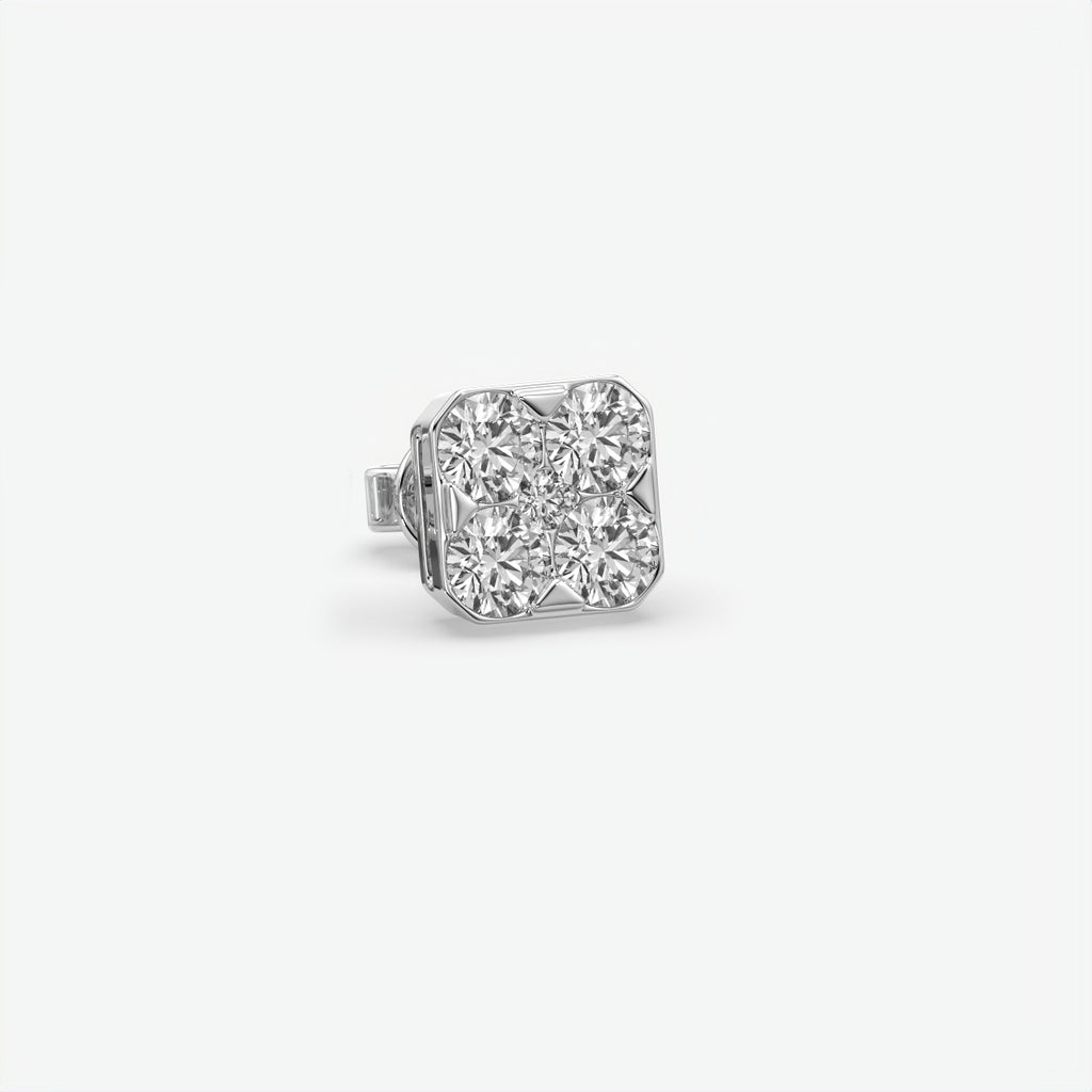 Moissanite Sterling Silver Cluster Stud Earrings For Men's