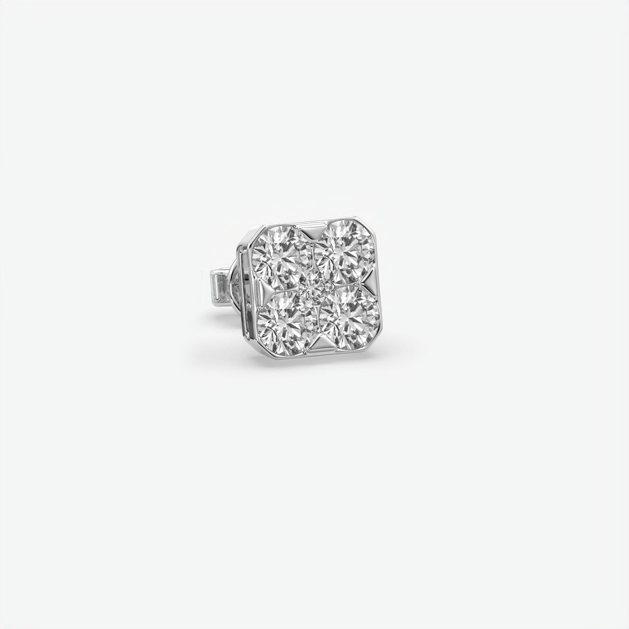Moissanite Sterling Silver Cluster Stud Earrings For Men's