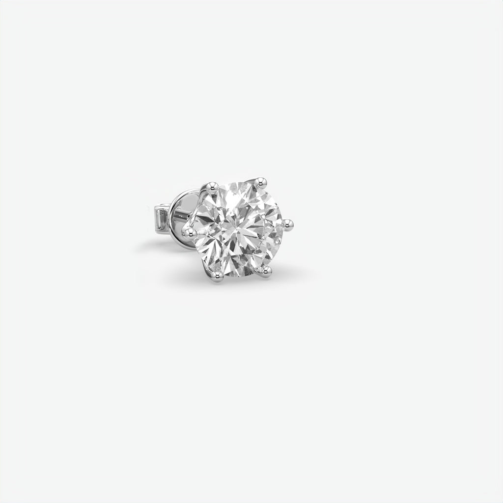 925 Sterling Silver Round Cut Moissanite Single Stud Earring for Men