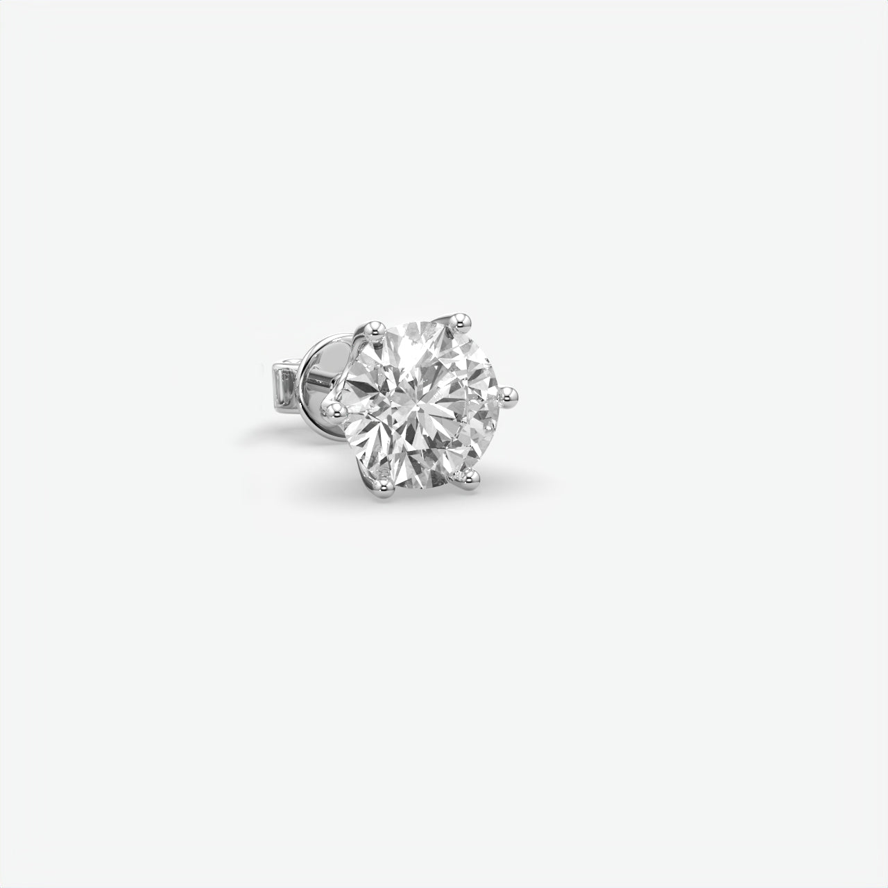 925 Sterling Silver Round Cut Moissanite Single Stud Earring for Men
