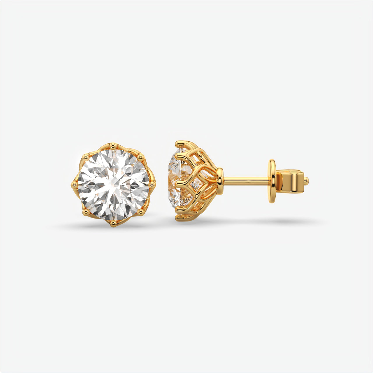 Round Moissanite Diamond Silver Stud Earrings For Men's