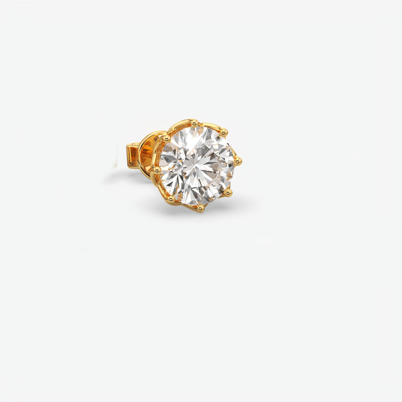 Round Moissanite Diamond Silver Stud Earrings For Men's