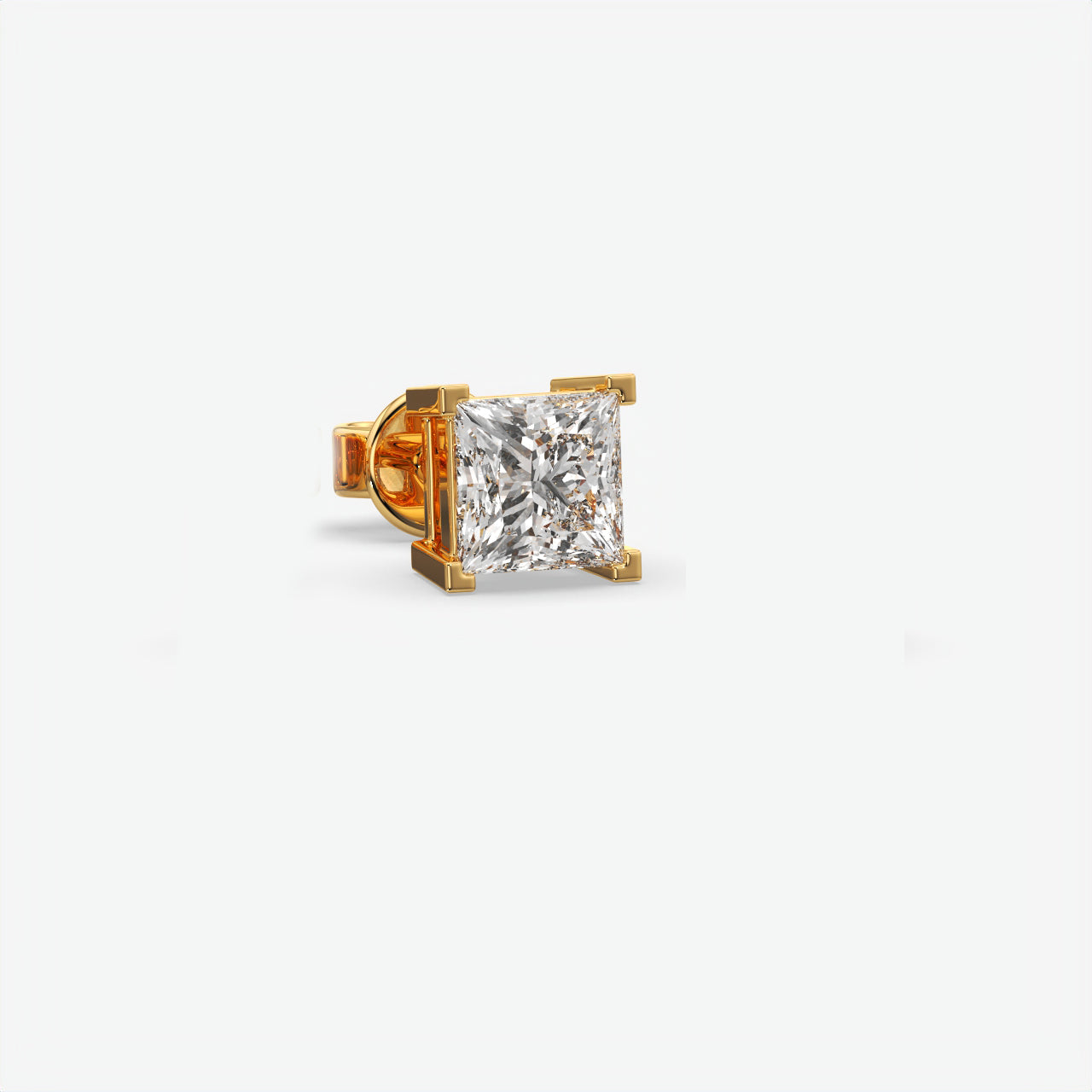 Princess Cut Diamond Sterling Silver Stud Earrings For Men's