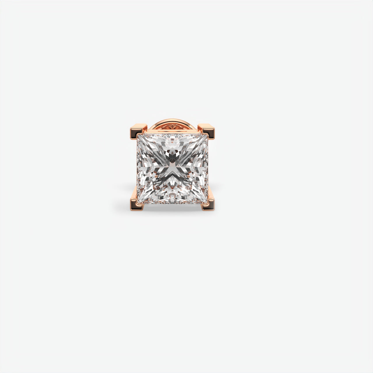 Princess Cut Diamond Sterling Silver Stud Earrings For Men's