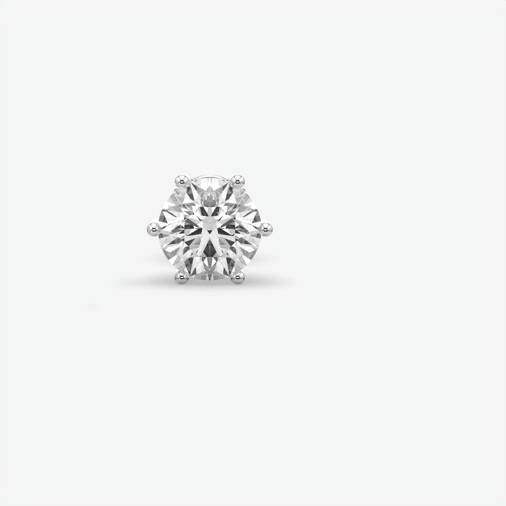925 Sterling Silver Round Cut Moissanite Single Stud Earring for Men