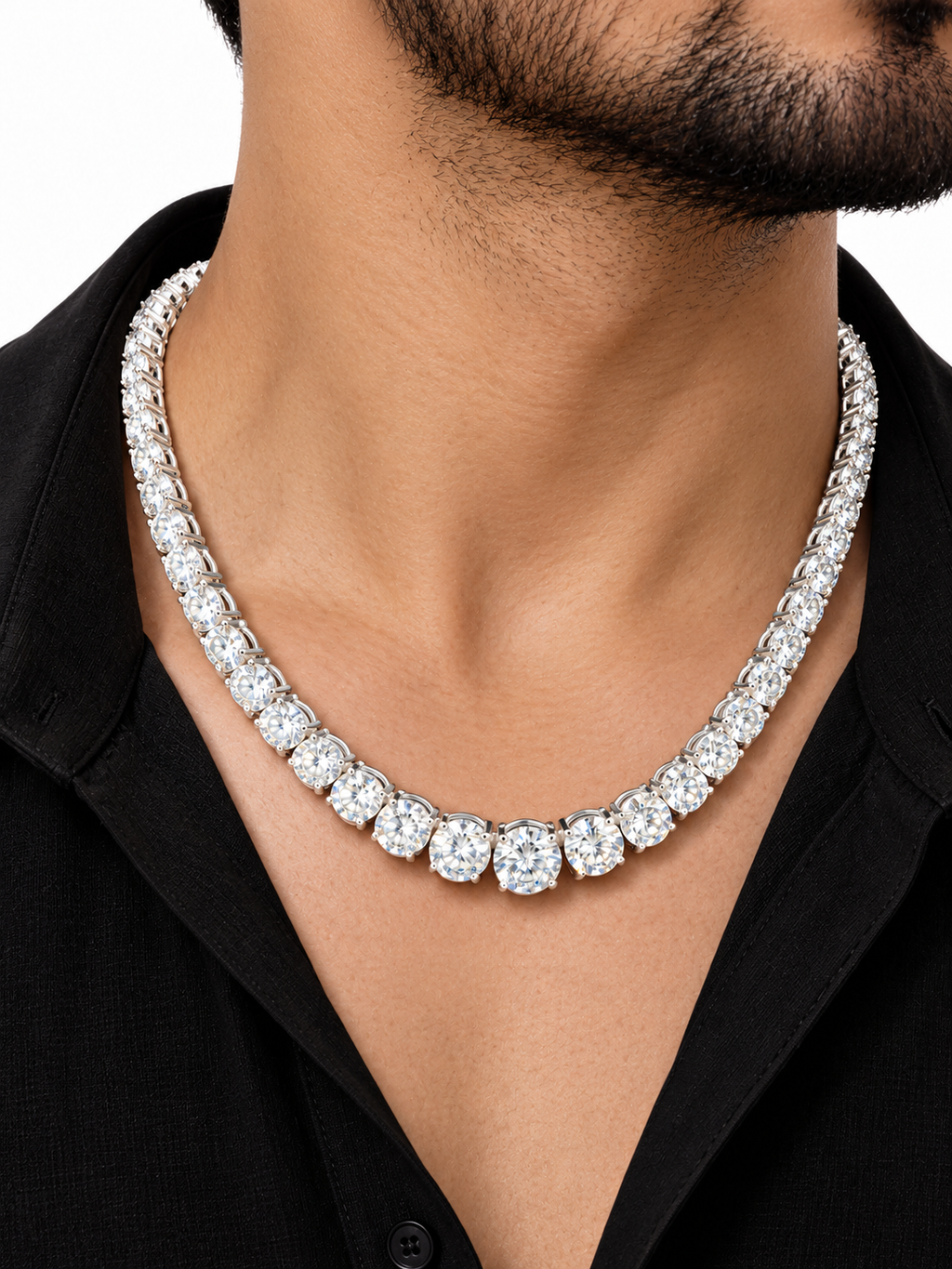 Sparkling Solitaire Graduated Tennis Chain