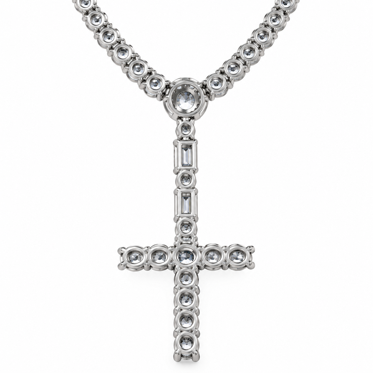 Luxury Moissanite Diamond Cross Iced Out Pendant Mens Necklace