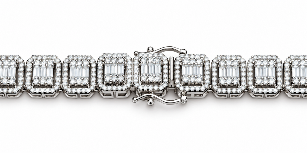 Baguette Cut Diamond Tennis Iced Out Link Chain