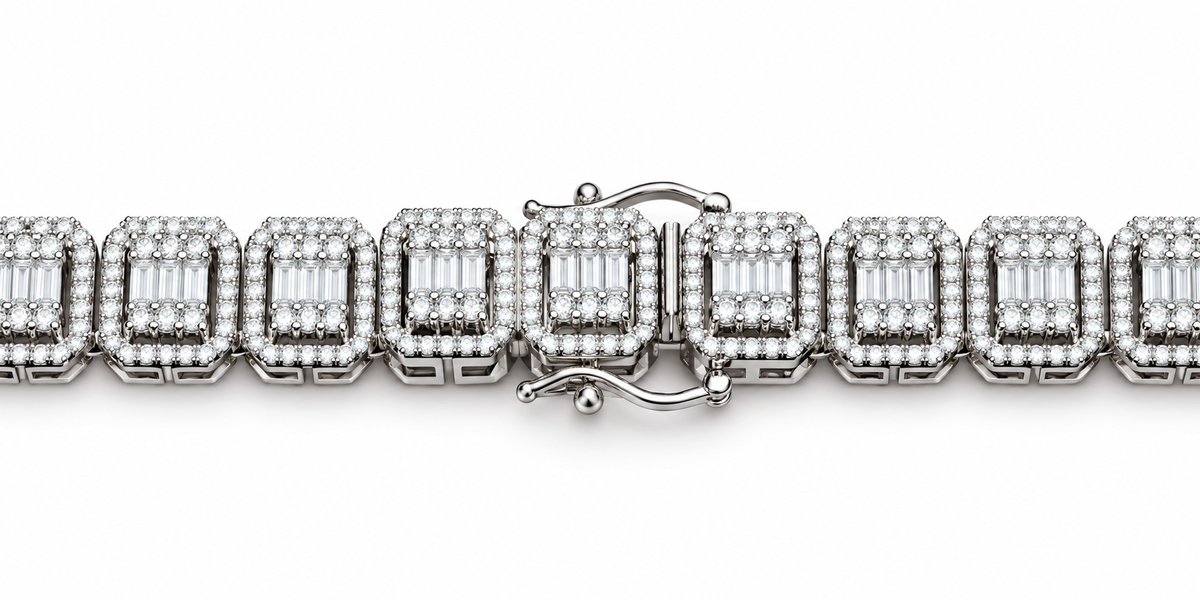 Baguette Cut Diamond Tennis Iced Out Link Chain