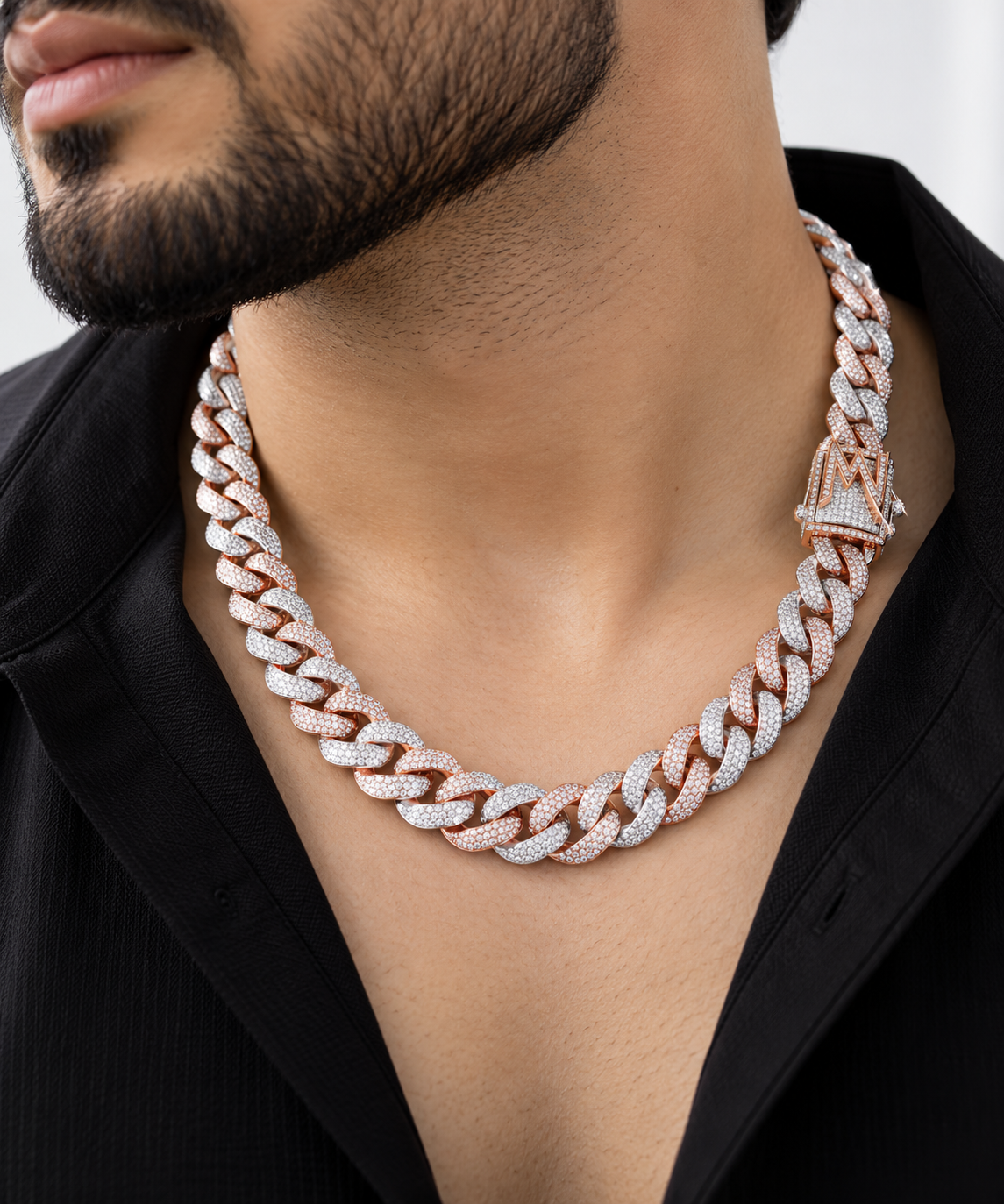 Two-Tone Iced Out Cuban Link Chain