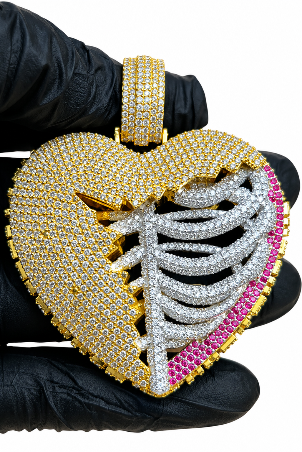 Ribcage Heart Iced Out Pendant