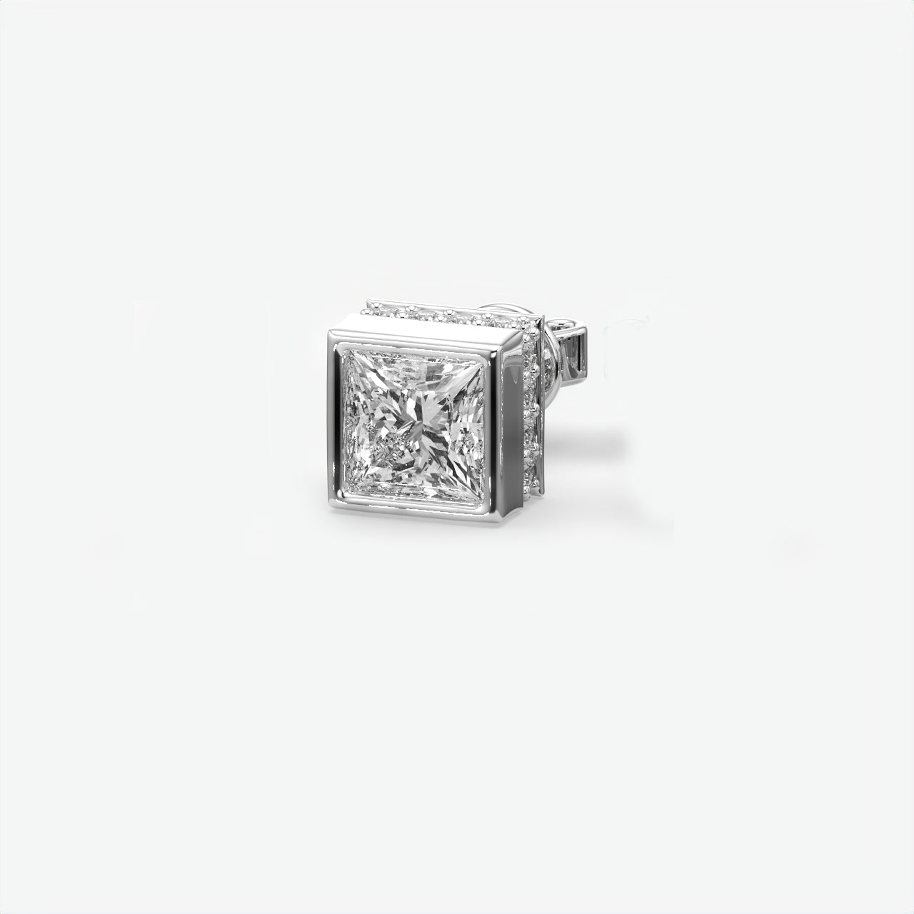 Men’s Square Moissanite Stud Earrings