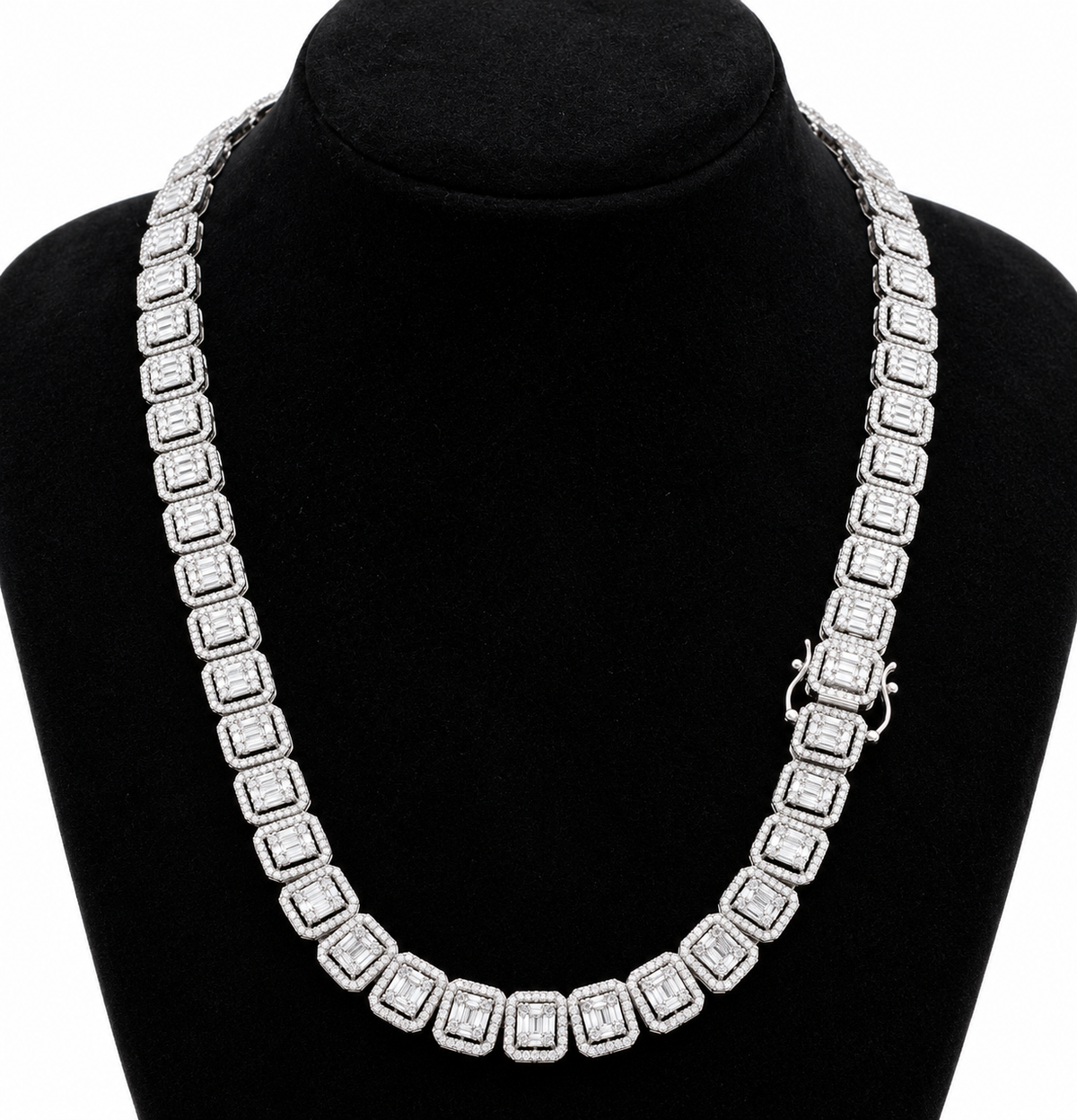 Baguette Cut Diamond Tennis Iced Out Link Chain