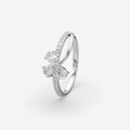 Pear And Round Diamond Floral Ring