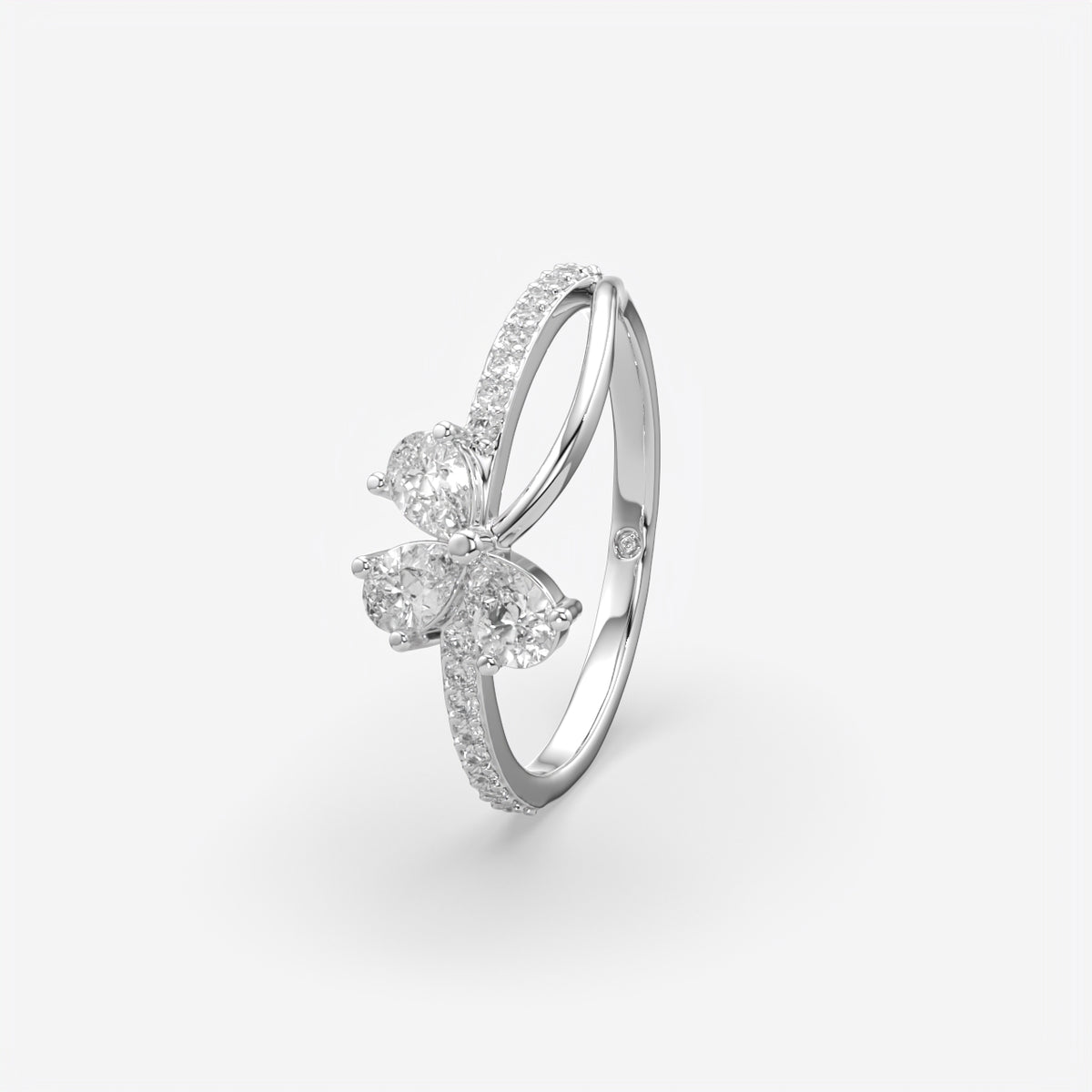 Pear And Round Diamond Floral Ring