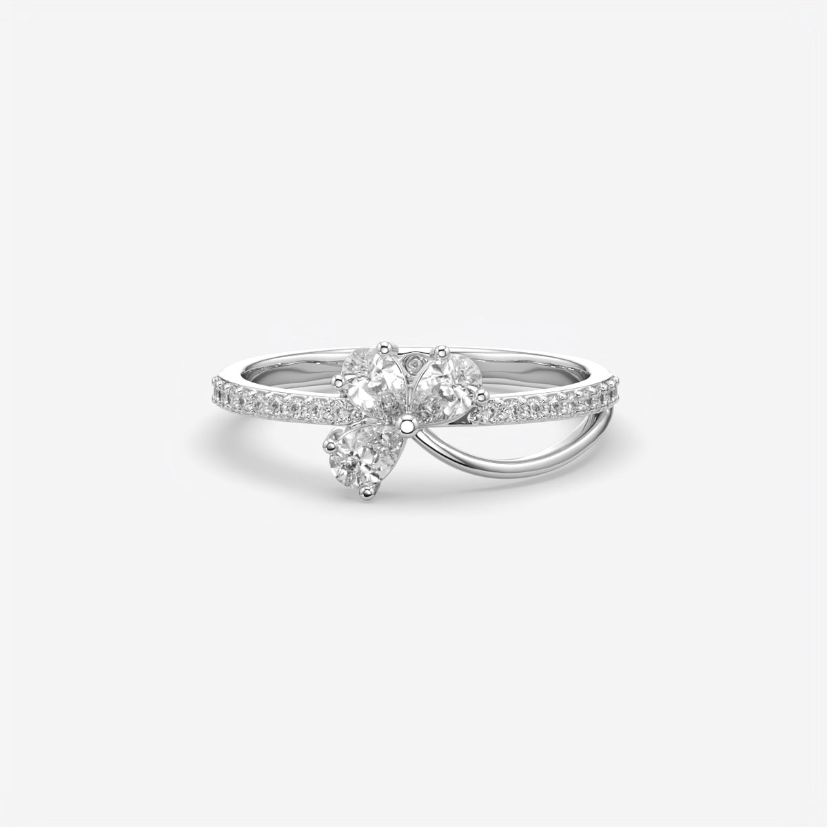Pear And Round Diamond Floral Ring