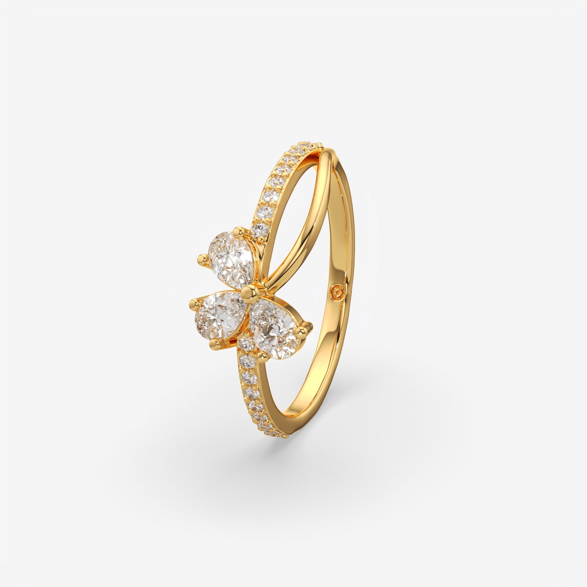 Pear And Round Diamond Floral Ring