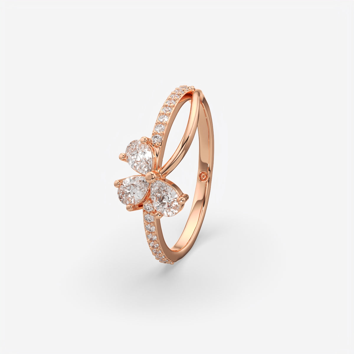 Pear And Round Diamond Floral Ring