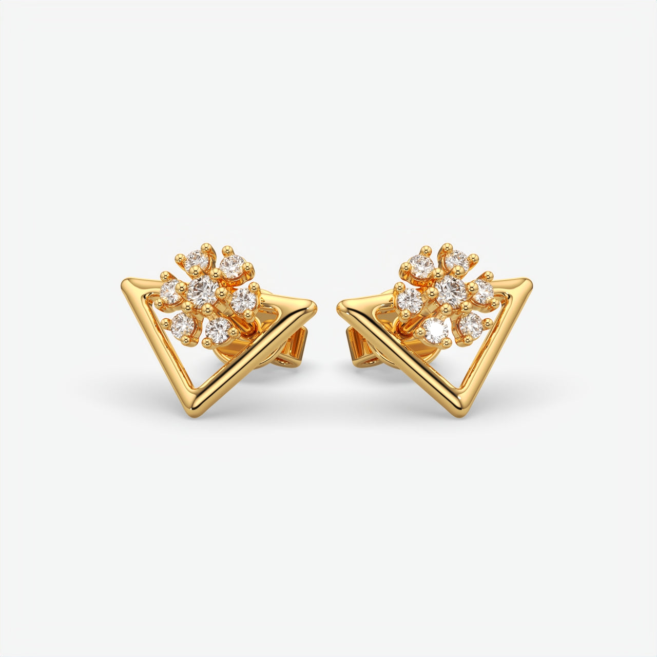 Silver Floral Stud Earrings for Women