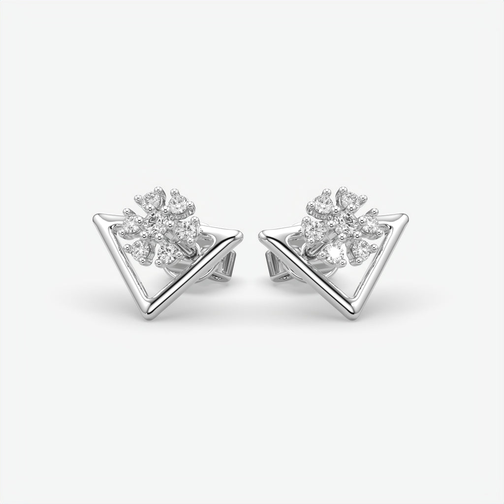 Silver Floral Stud Earrings for Women