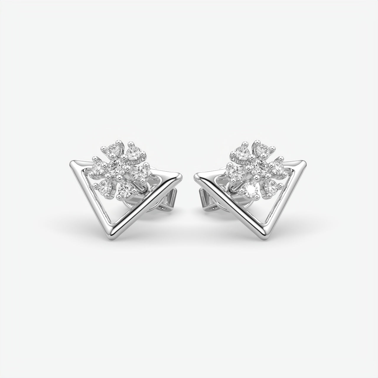 Silver Floral Stud Earrings for Women