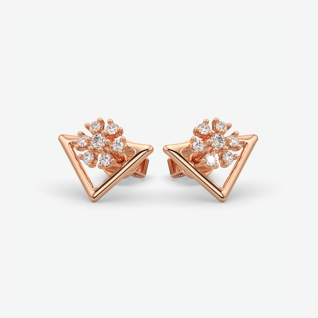 Silver Floral Stud Earrings for Women