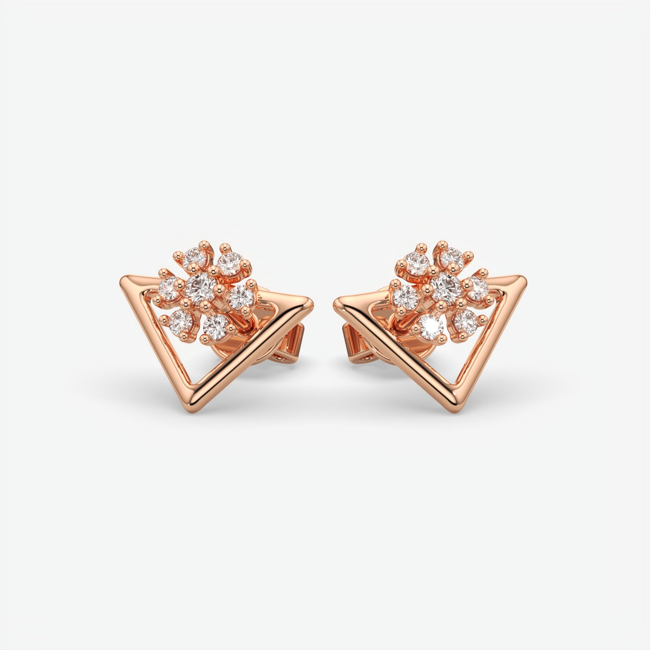 Silver Floral Stud Earrings for Women