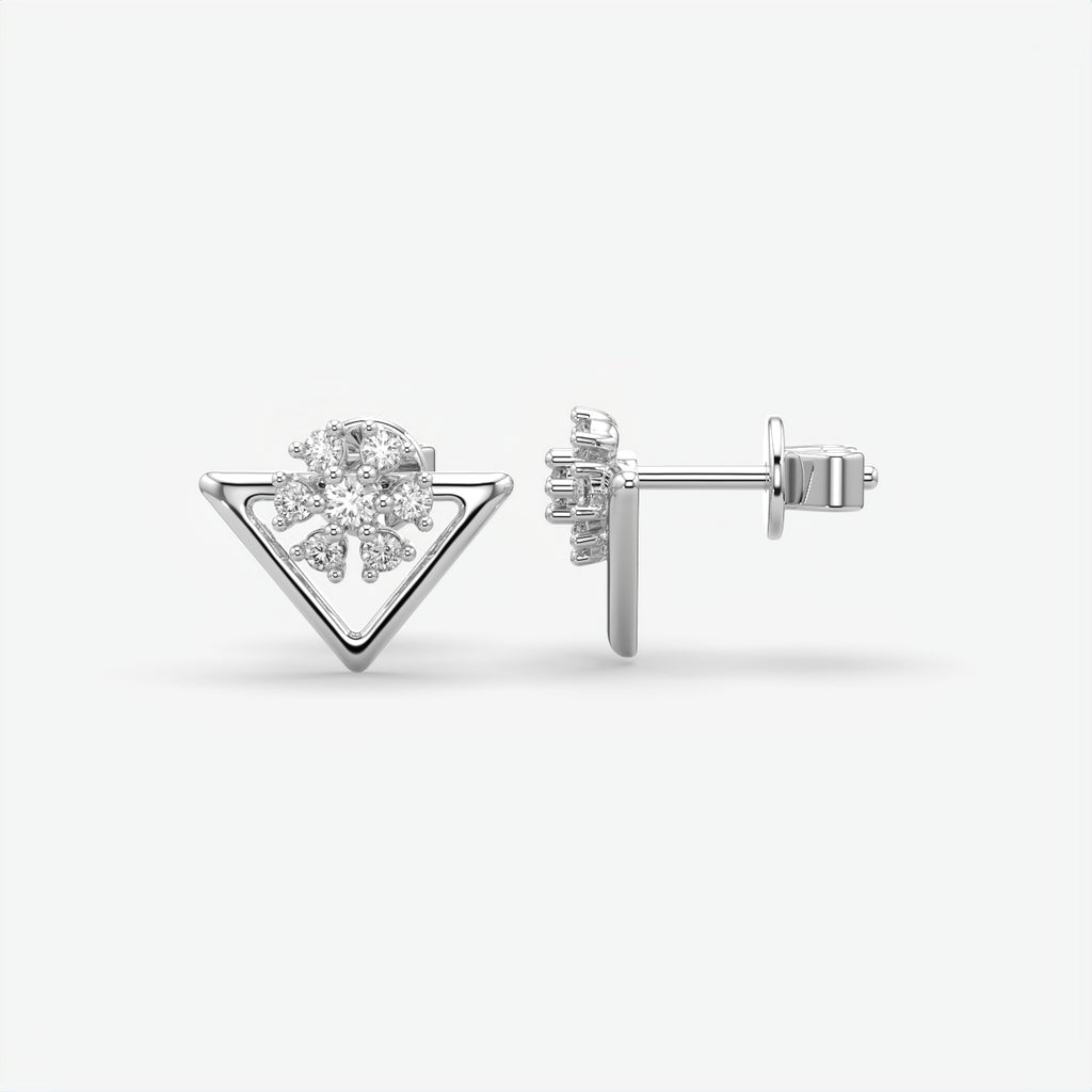 Silver Floral Stud Earrings for Women